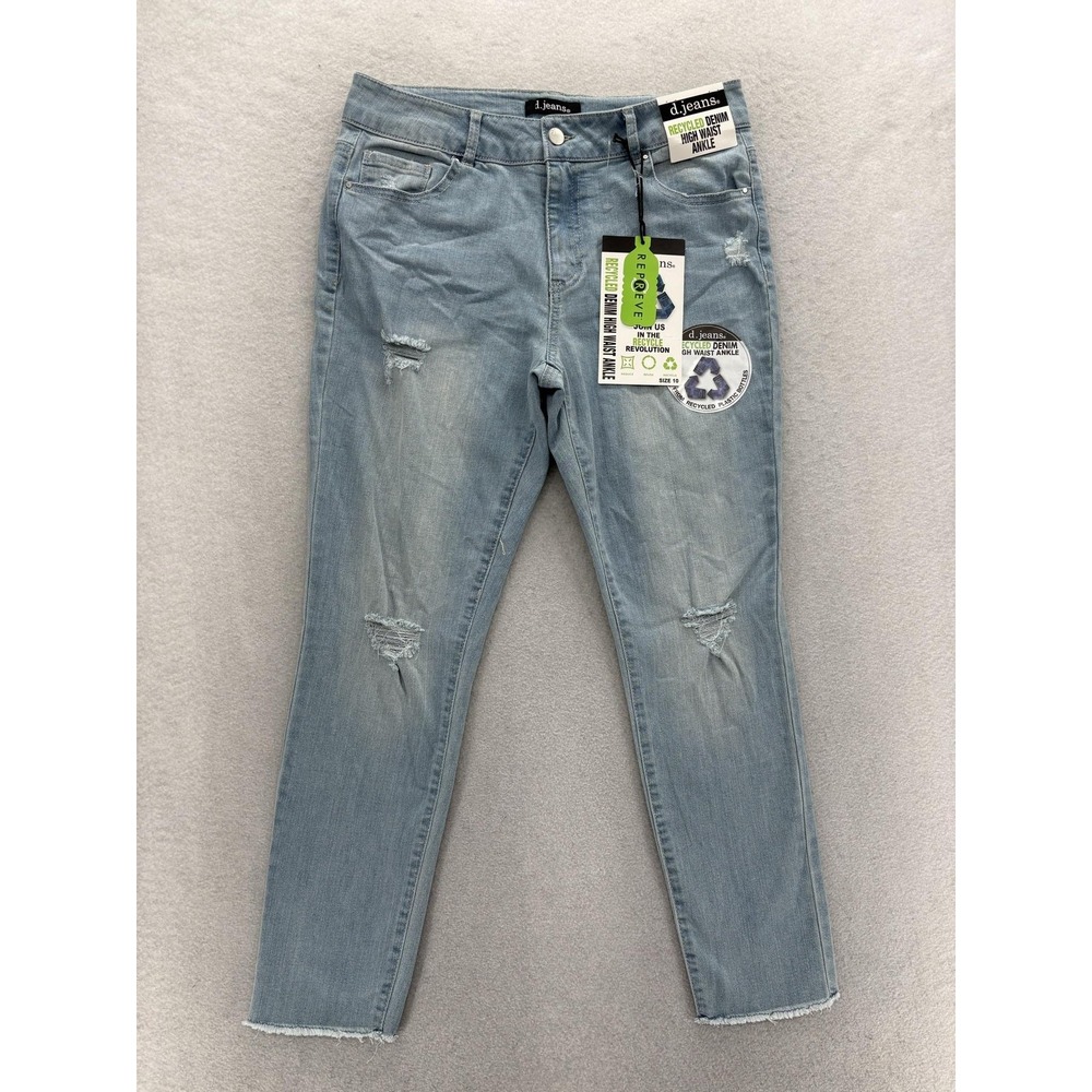 D. Jeans Recycled High Waist Ankle Jeans Womens 10 Blue Light Wash Distressed